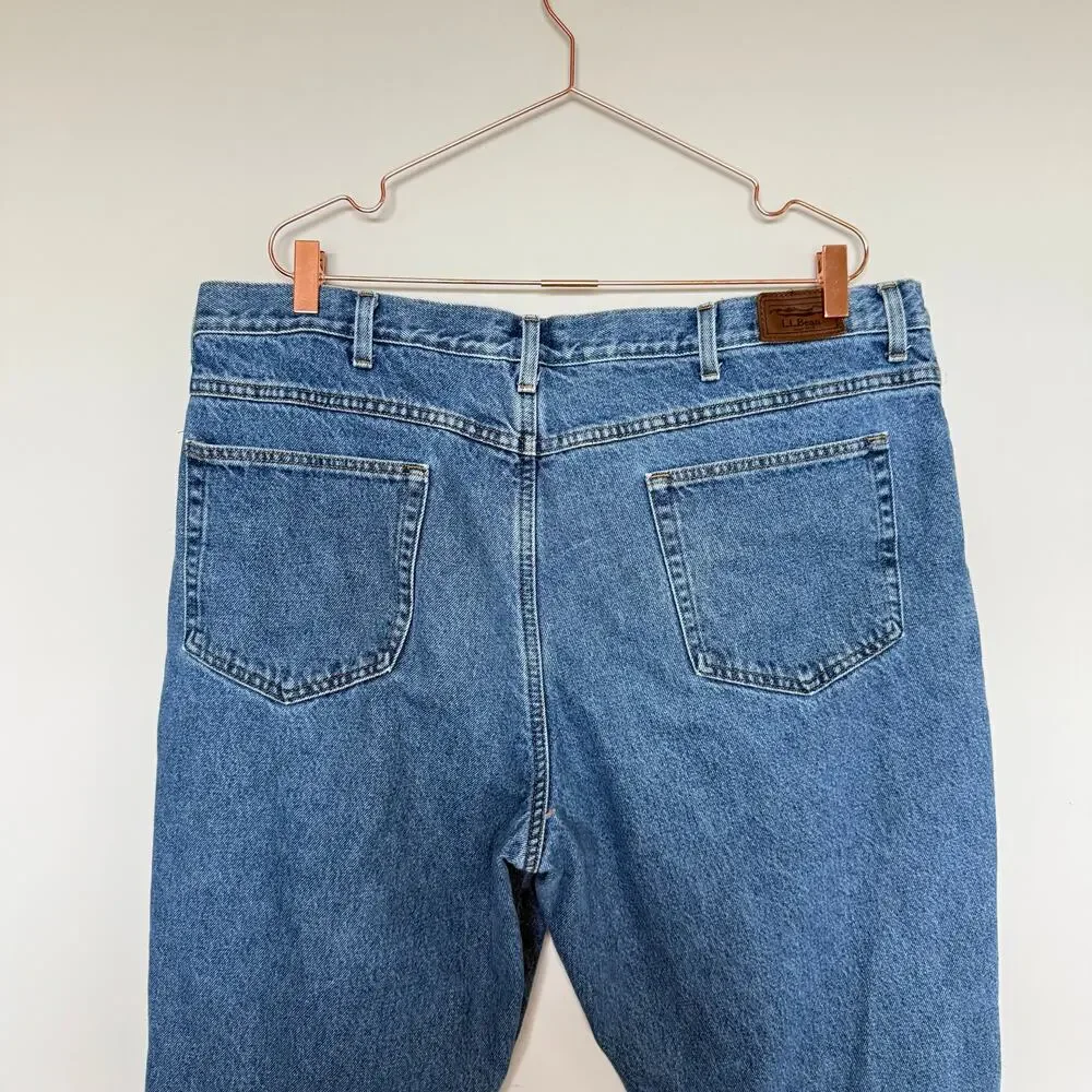 LL Bean Jeans Mens 42x29 Denim Flannel Lined Straight Leg Barn Country Outdoor